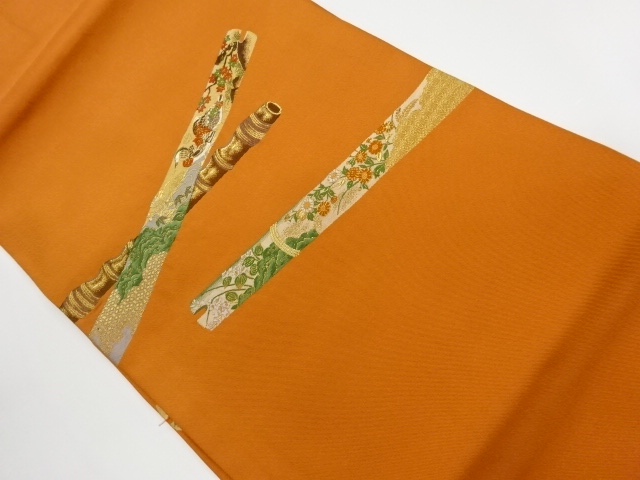 JAPANESE KIMONO / VINTAGE NAGOYA OBI / WOVEN FLOWER WITH BIRDS